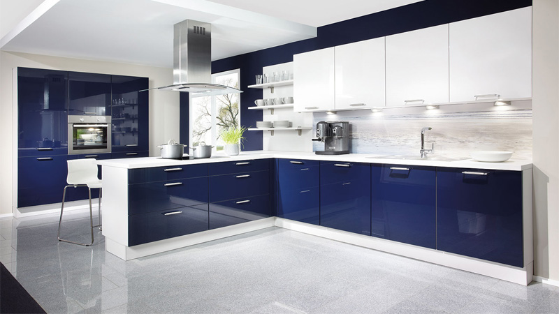 کابینت هایگلاس آبی